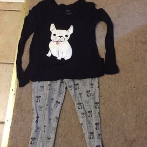 Justice long-sleeve shirt w/ pants. Girls- size 12